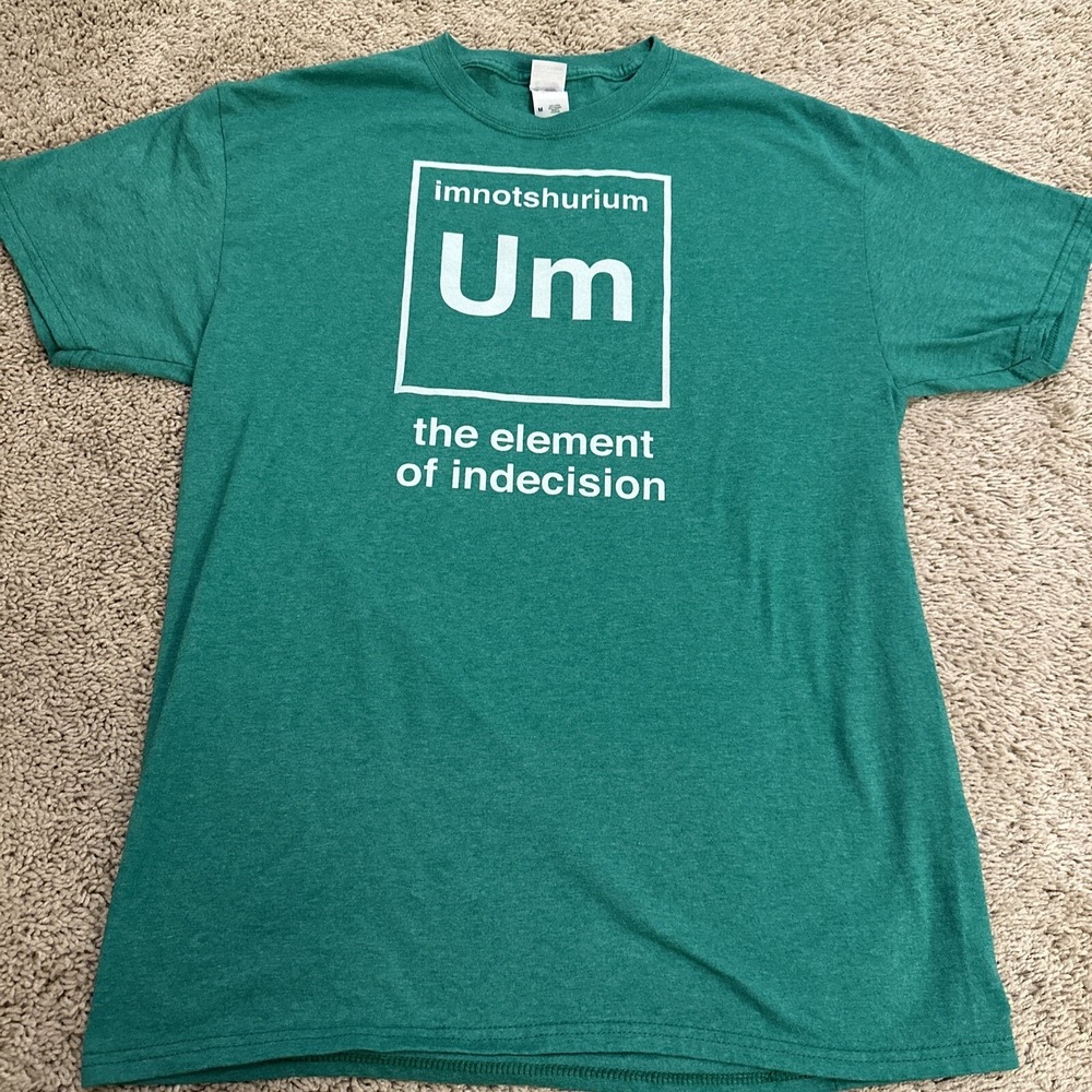 Fruit of the Loom Um Element of Indecision Graphic T-Shirt Green Mens Medium